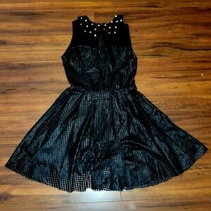 Reverence Girl's Dance Costume Dress Pierced Faux Leather & Rhinestones